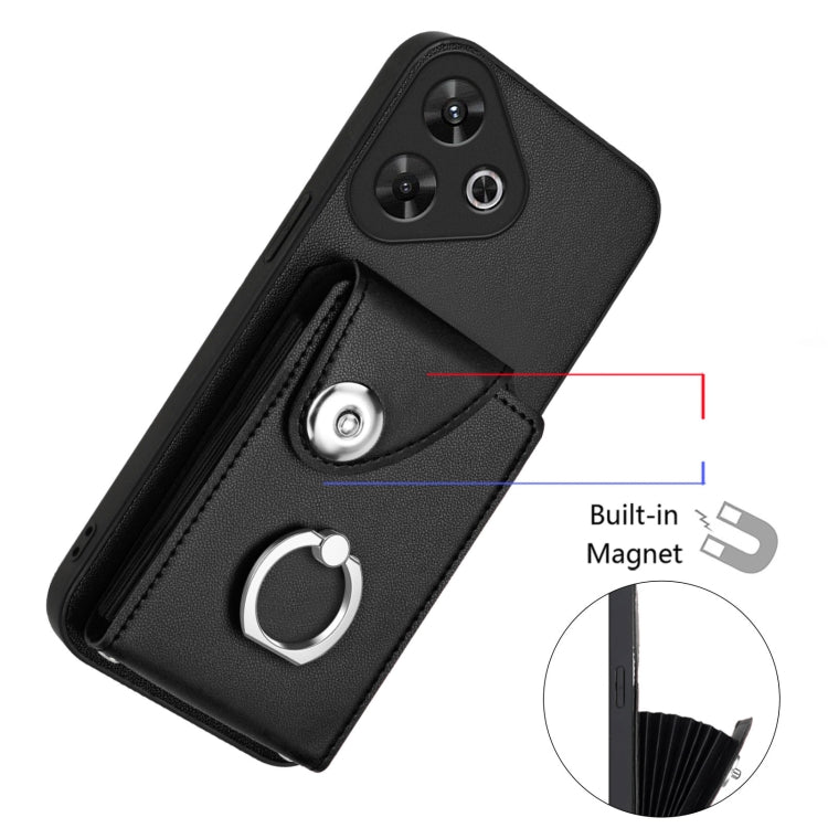 For Redmi Note 13R Organ Card Bag Ring Holder Phone Case with Long Lanyard