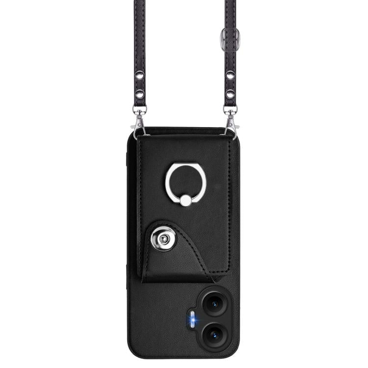 For Redmi Turbo 4 Pro / Poco F7 Organ Card Bag Ring Holder Phone Case with Long Lanyard