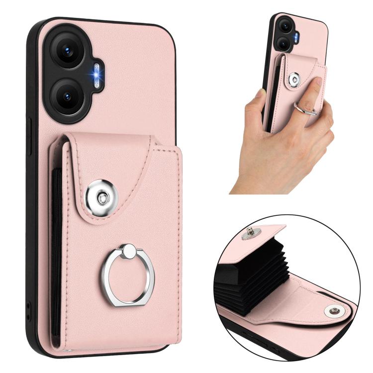 For Redmi Turbo 4 Pro / Poco F7 Organ Card Bag Ring Holder Phone Case with Long Lanyard