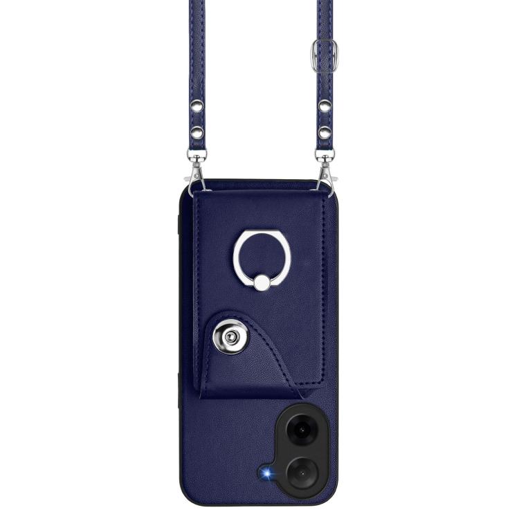 For Redmi A5 4G 171.7mm / Poco C71 Organ Card Bag Ring Holder Phone Case with Long Lanyard