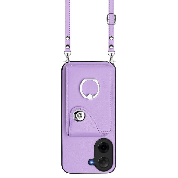 For Redmi A5 4G 171.7mm / Poco C71 Organ Card Bag Ring Holder Phone Case with Long Lanyard