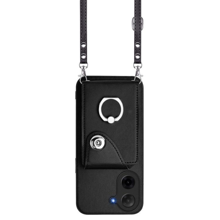 For Redmi A5 4G 171.7mm / Poco C71 Organ Card Bag Ring Holder Phone Case with Long Lanyard