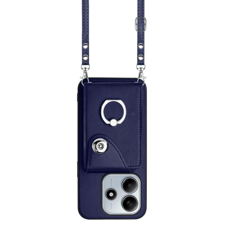 For Redmi Note 14 5G Global Organ Card Bag Ring Holder Phone Case with Long Lanyard
