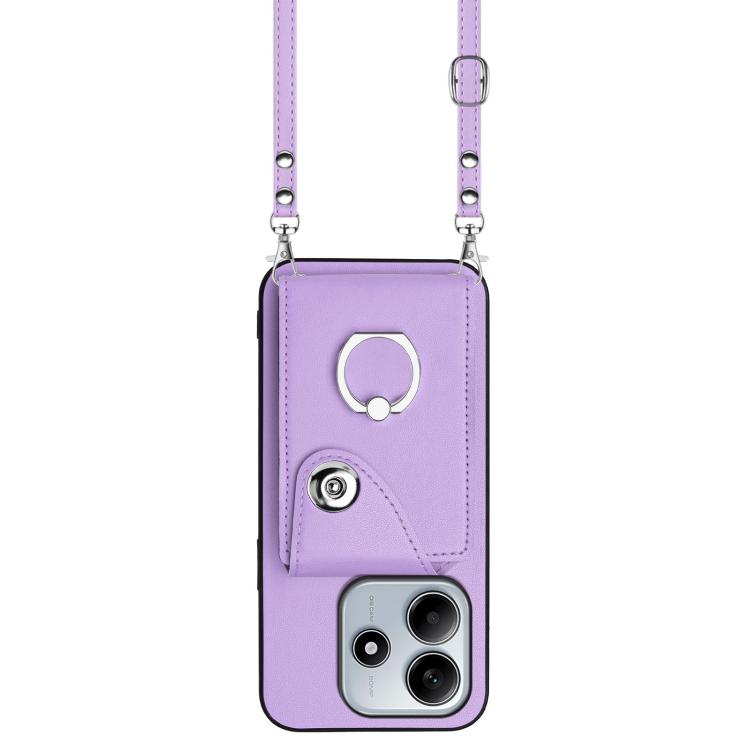 For Redmi Note 14 5G Global Organ Card Bag Ring Holder Phone Case with Long Lanyard