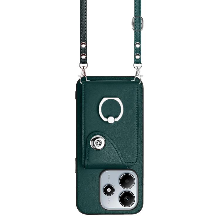 For Redmi Note 14 5G Global Organ Card Bag Ring Holder Phone Case with Long Lanyard