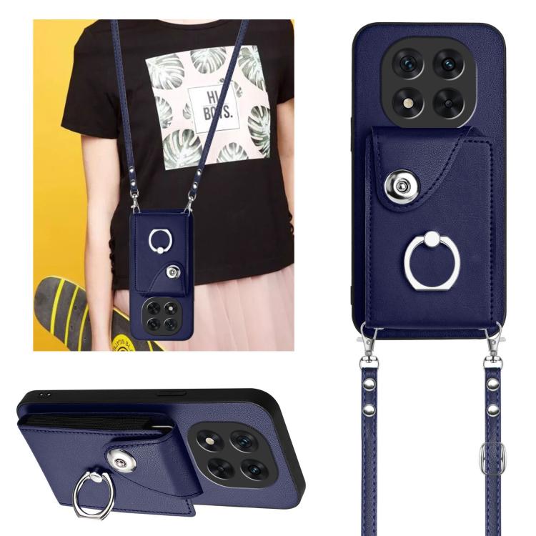 For Redmi Note 14 Pro 5G Global Organ Card Bag Ring Holder Phone Case with Long Lanyard