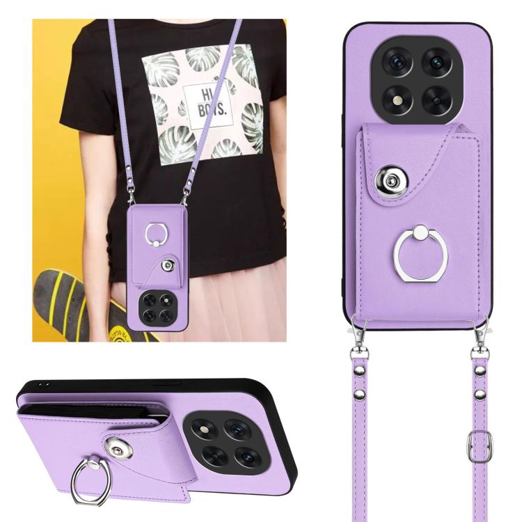 For Redmi Note 14 Pro 5G Global Organ Card Bag Ring Holder Phone Case with Long Lanyard