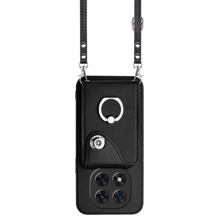 For Redmi Note 14 Pro 5G Global Organ Card Bag Ring Holder Phone Case with Long Lanyard