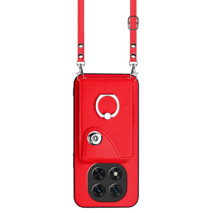 For Redmi Note 14 Pro 5G Global Organ Card Bag Ring Holder Phone Case with Long Lanyard