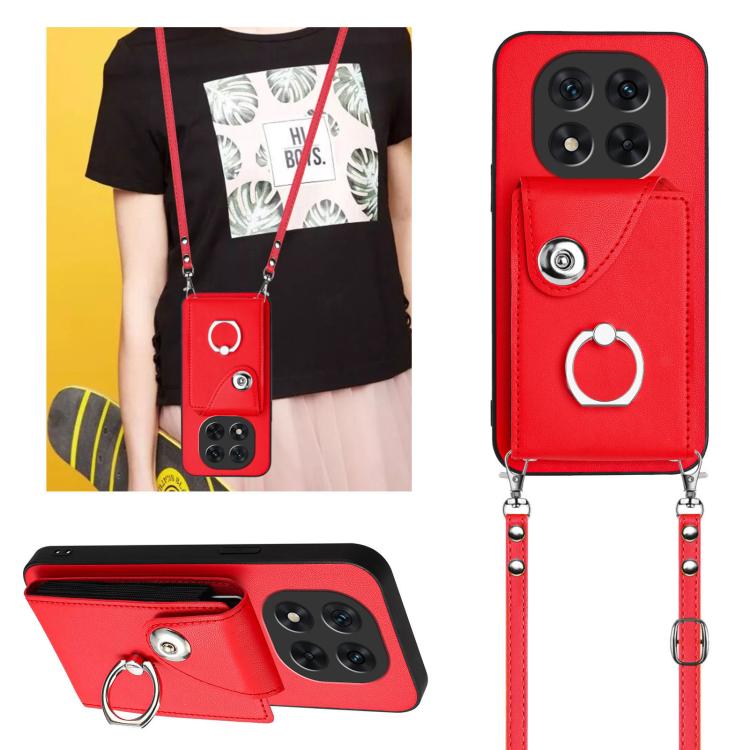 For Redmi Note 14 Pro 5G Global Organ Card Bag Ring Holder Phone Case with Long Lanyard