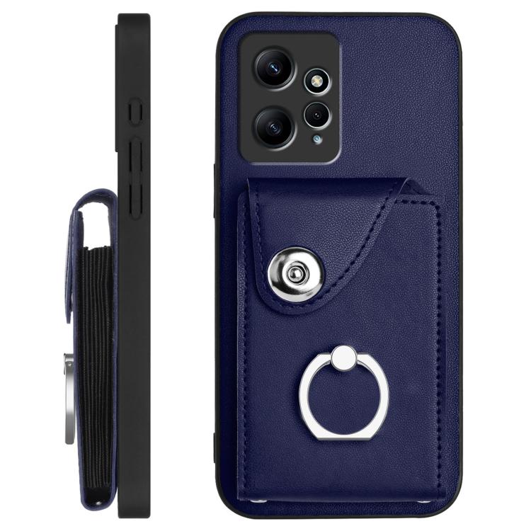 For Redmi Note 12 4G Global Organ Card Bag Ring Holder Phone Case with Long Lanyard