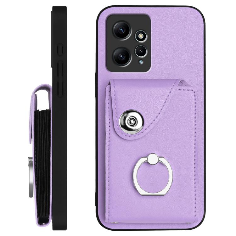 For Redmi Note 12 4G Global Organ Card Bag Ring Holder Phone Case with Long Lanyard