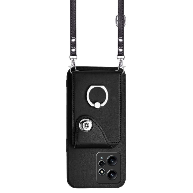 For Redmi Note 12 4G Global Organ Card Bag Ring Holder Phone Case with Long Lanyard
