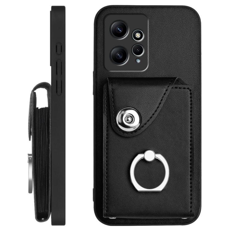 For Redmi Note 12 4G Global Organ Card Bag Ring Holder Phone Case with Long Lanyard
