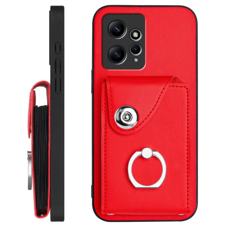 For Redmi Note 12 4G Global Organ Card Bag Ring Holder Phone Case with Long Lanyard