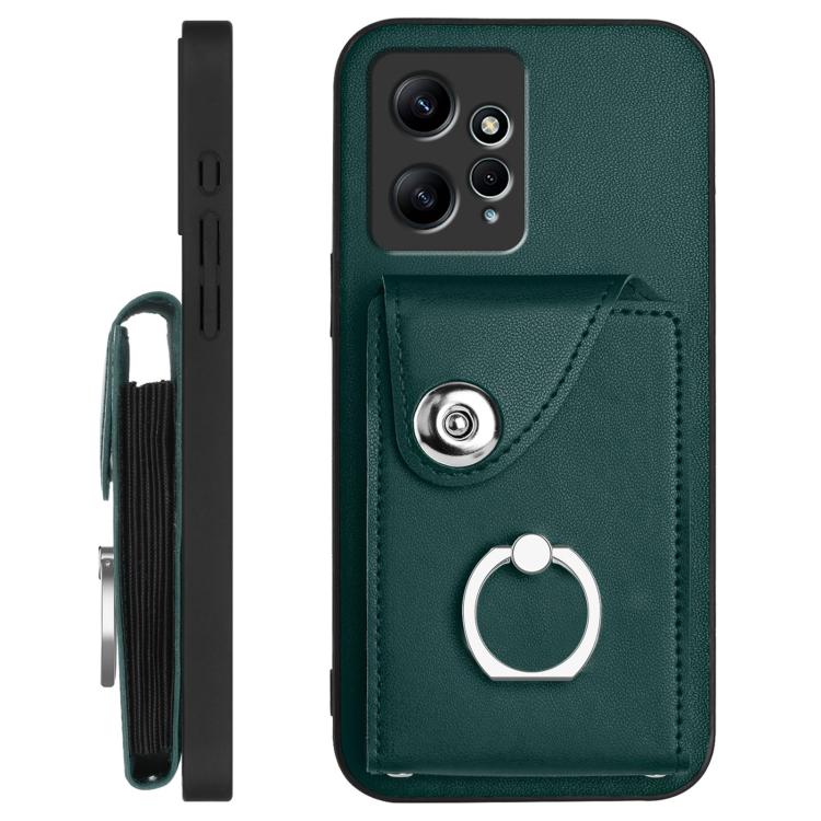 For Redmi Note 12 4G Global Organ Card Bag Ring Holder Phone Case with Long Lanyard