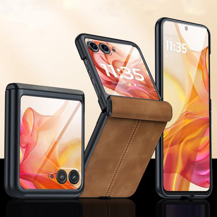 For Motorola Razr 60 Ultra Integrated Film Hinge Folding PU Phone Case