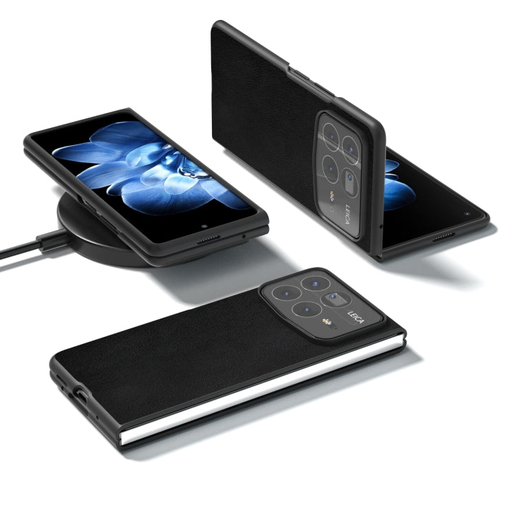 For Xiaomi Mix Fold 4 PU Leather Black Frame Full Coverage Phone Case