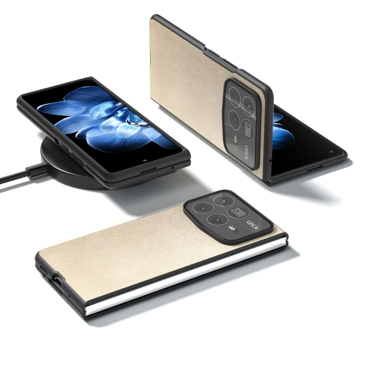 For Xiaomi Mix Fold 4 PU Leather Black Frame Full Coverage Phone Case
