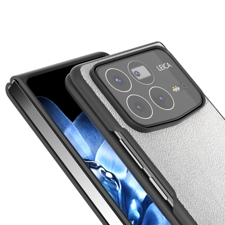For Xiaomi Mix Fold 4 PU Leather Black Frame Full Coverage Phone Case