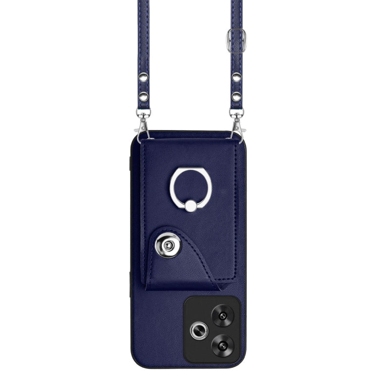 For Xiaomi Poco F6 5G India Organ Card Bag Ring Holder Phone Case with Long Lanyard