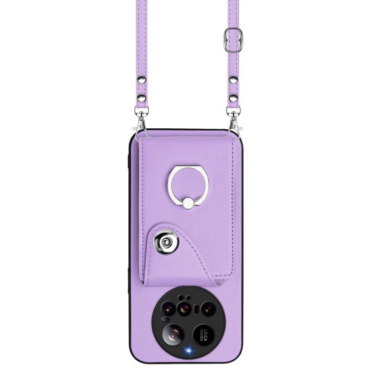 For Xiaomi 15 Ultra Organ Card Bag Ring Holder Phone Case with Long Lanyard