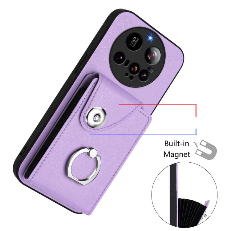 For Xiaomi 15 Ultra Organ Card Bag Ring Holder Phone Case with Long Lanyard