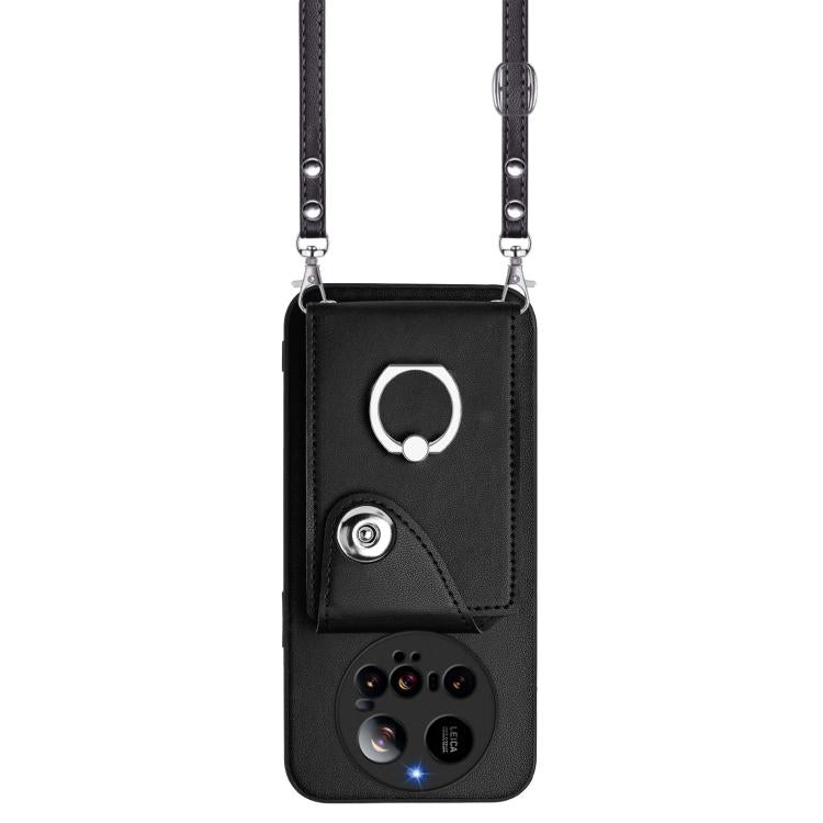 For Xiaomi 15 Ultra Organ Card Bag Ring Holder Phone Case with Long Lanyard