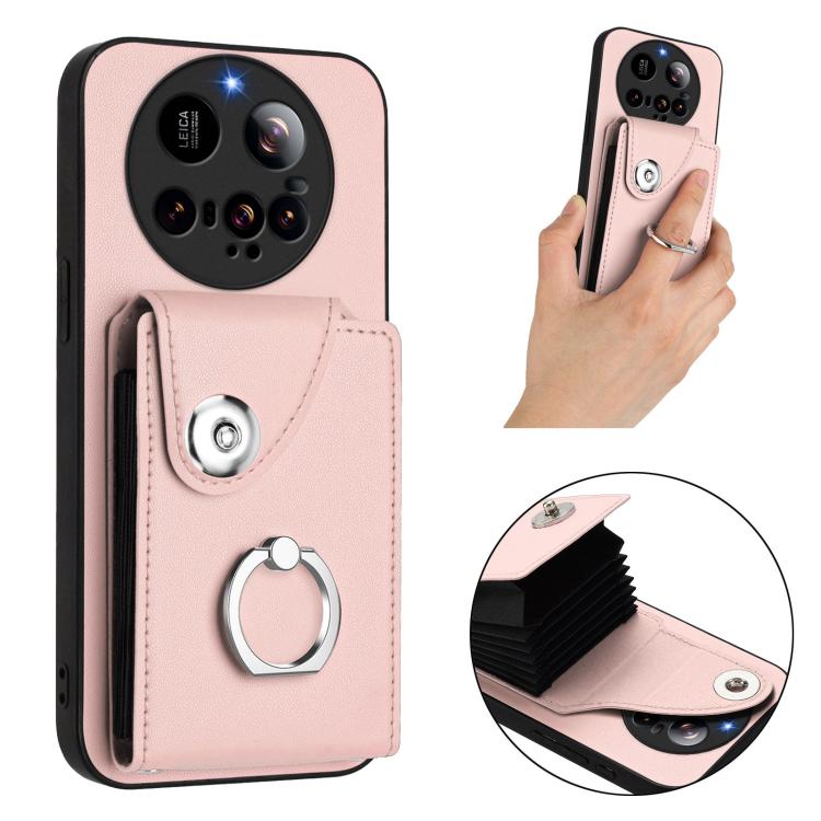 For Xiaomi 15 Ultra Organ Card Bag Ring Holder Phone Case with Long Lanyard