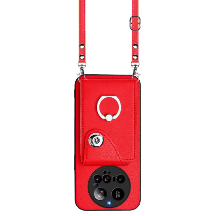 For Xiaomi 15 Ultra Organ Card Bag Ring Holder Phone Case with Long Lanyard