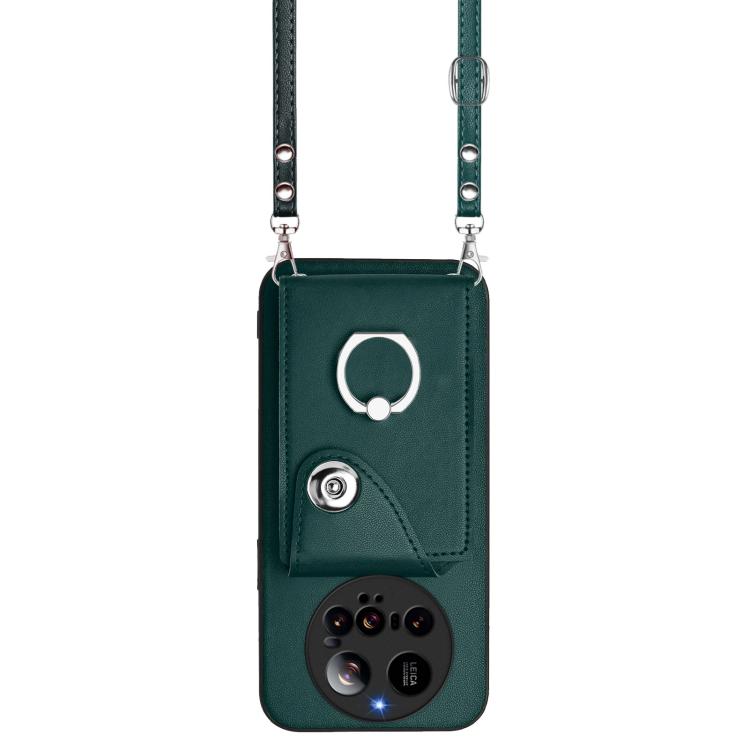 For Xiaomi 15 Ultra Organ Card Bag Ring Holder Phone Case with Long Lanyard