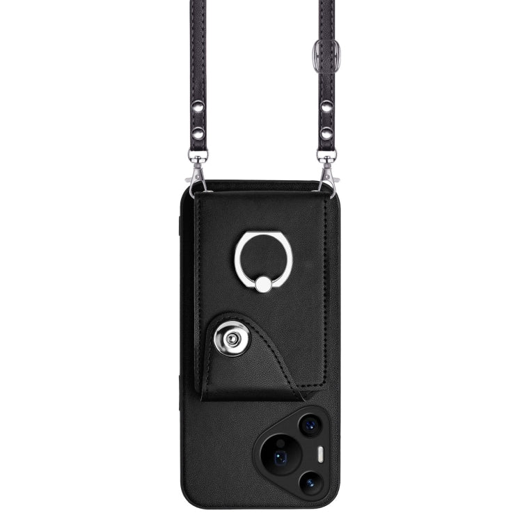For Huawei Pura 70 Pro / 70 Pro+ Organ Card Bag Ring Holder Phone Case with Long Lanyard