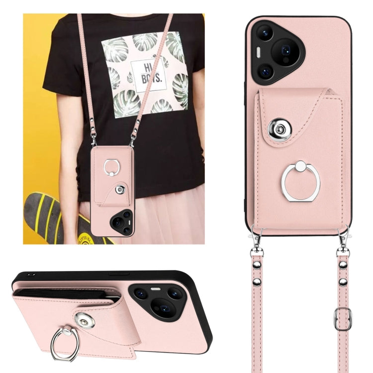 For Huawei Pura 70 Pro / 70 Pro+ Organ Card Bag Ring Holder Phone Case with Long Lanyard