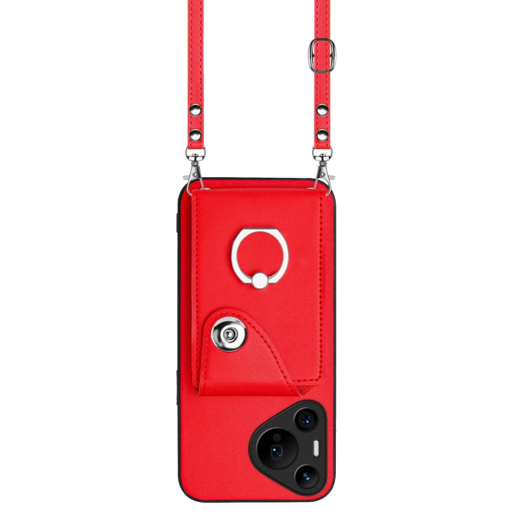 For Huawei Pura 70 Pro / 70 Pro+ Organ Card Bag Ring Holder Phone Case with Long Lanyard