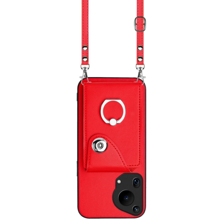 For Huawei Pura 70 Ultra Organ Card Bag Ring Holder Phone Case with Long Lanyard