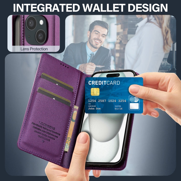 For iPhone 15 LC.IMEEKE L1 Series Frosted Fine Texture PU Phone Case