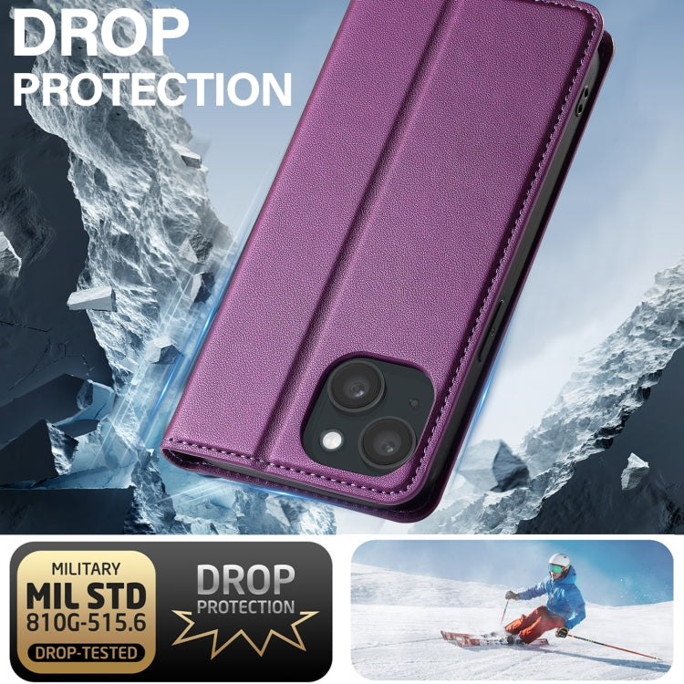 For iPhone 15 LC.IMEEKE L1 Series Frosted Fine Texture PU Phone Case