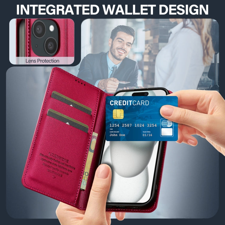 For iPhone 15 LC.IMEEKE L1 Series Frosted Fine Texture PU Phone Case