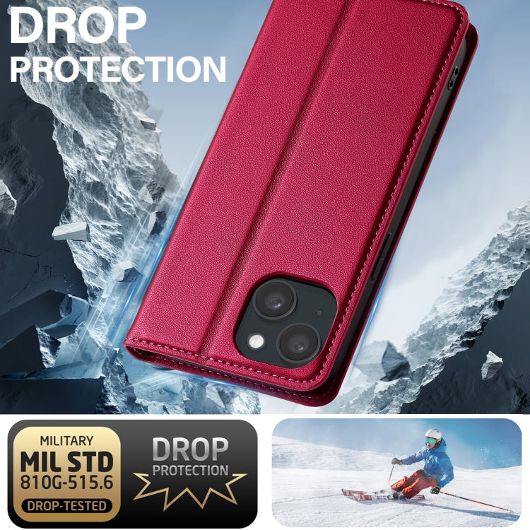 For iPhone 15 LC.IMEEKE L1 Series Frosted Fine Texture PU Phone Case