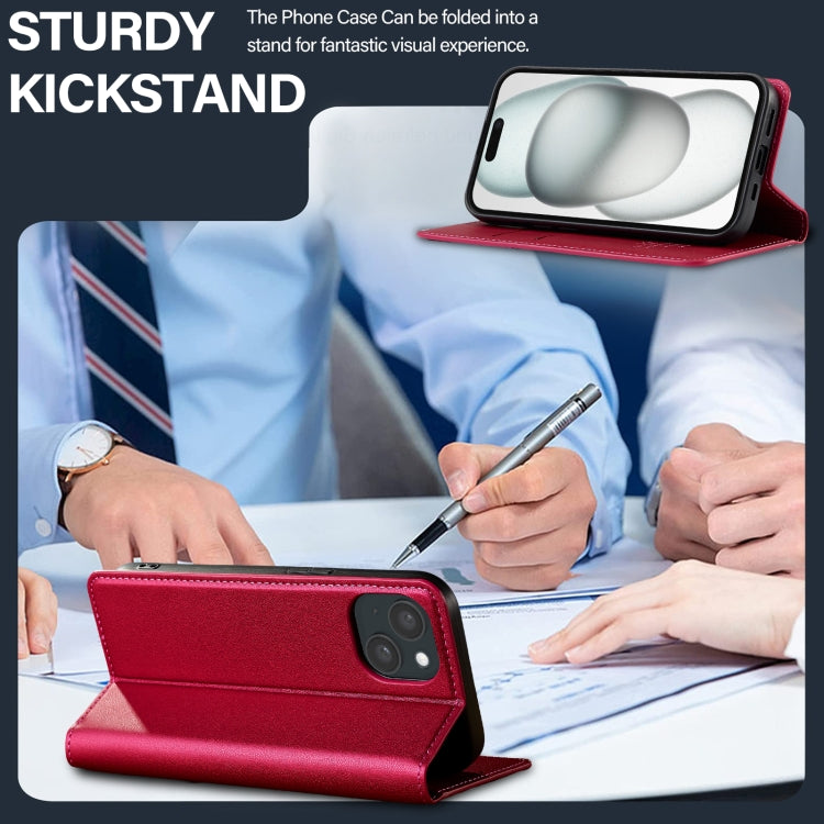 For iPhone 15 LC.IMEEKE L1 Series Frosted Fine Texture PU Phone Case
