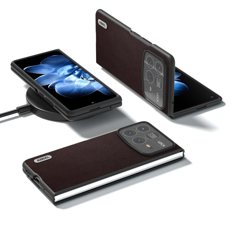 For Xiaomi Mix Fold 4 ABEEL Genuine Leather Elegant Black Edge Phone Case