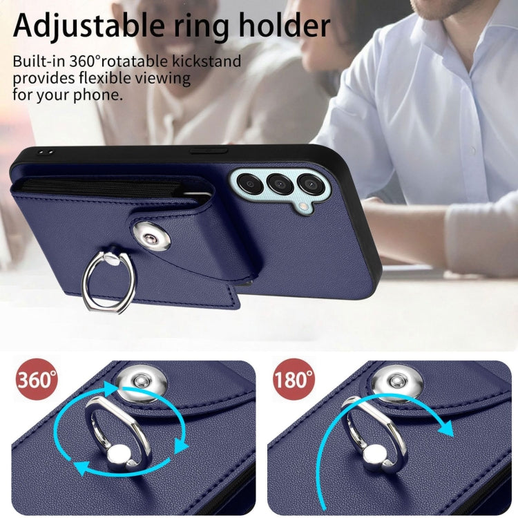 For Samsung Galaxy F15 / M15 Organ Card Bag Ring Holder Phone Case with Long Lanyard