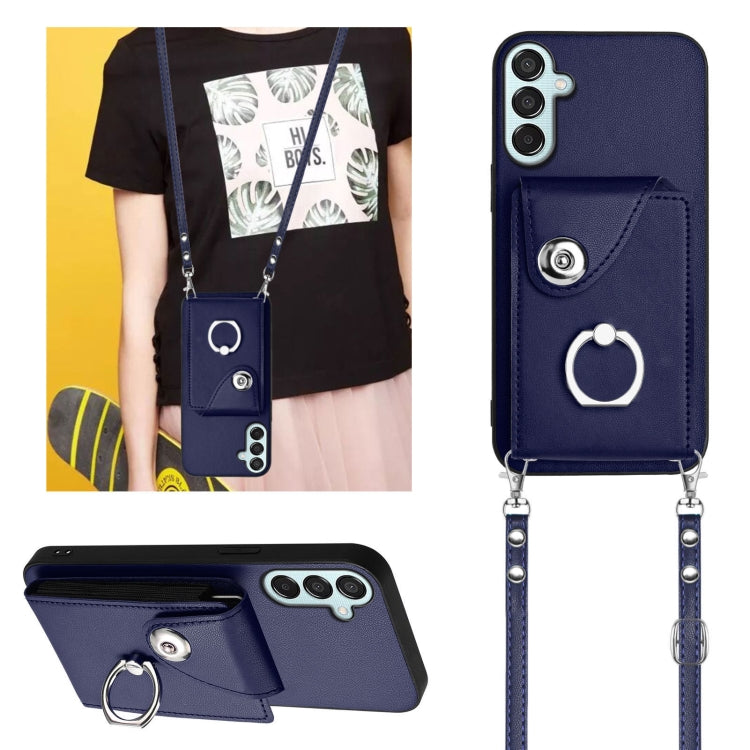 For Samsung Galaxy F15 / M15 Organ Card Bag Ring Holder Phone Case with Long Lanyard