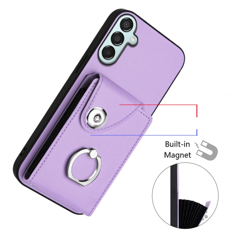 For Samsung Galaxy F15 / M15 Organ Card Bag Ring Holder Phone Case with Long Lanyard