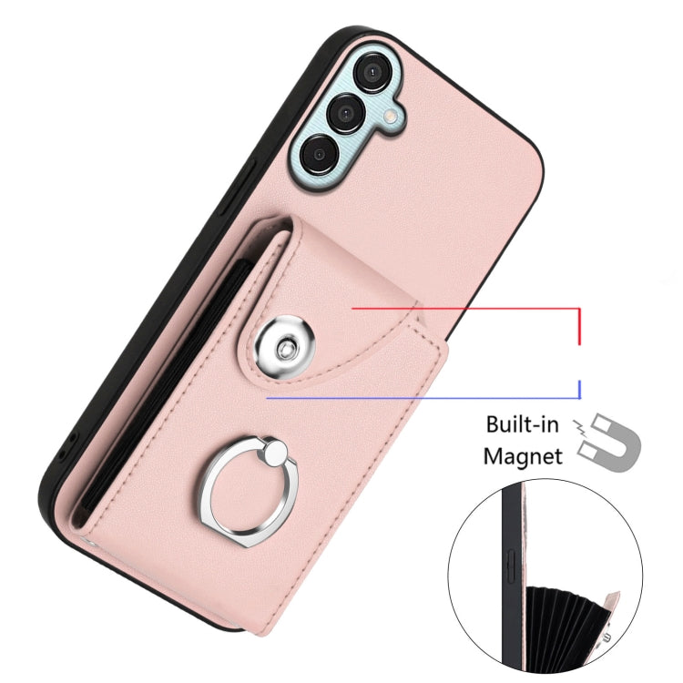 For Samsung Galaxy F15 / M15 Organ Card Bag Ring Holder Phone Case with Long Lanyard