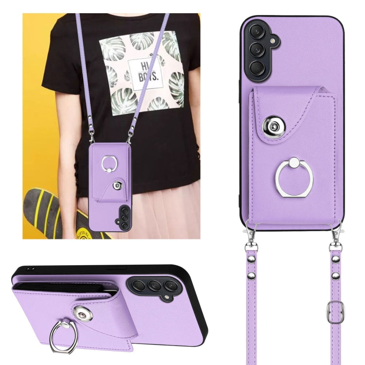 For Samsung Galaxy M55 / C55 5G Organ Card Bag Ring Holder Phone Case with Long Lanyard