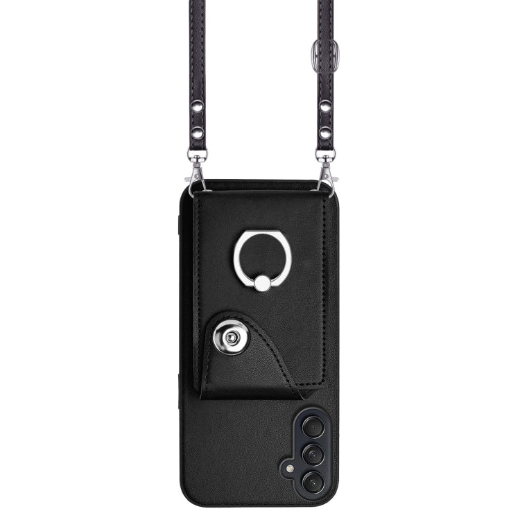 For Samsung Galaxy M55 / C55 5G Organ Card Bag Ring Holder Phone Case with Long Lanyard