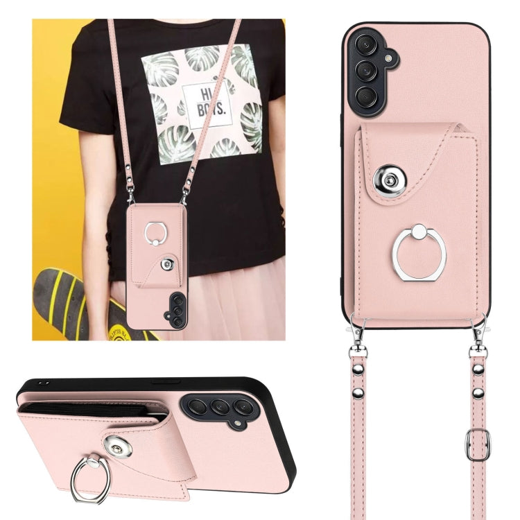 For Samsung Galaxy M55 / C55 5G Organ Card Bag Ring Holder Phone Case with Long Lanyard