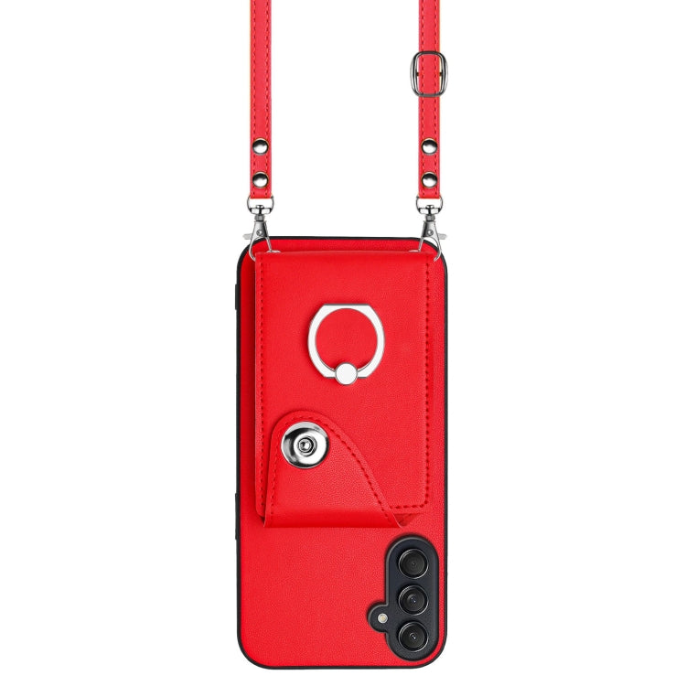 For Samsung Galaxy M55 / C55 5G Organ Card Bag Ring Holder Phone Case with Long Lanyard