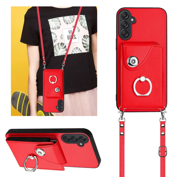 For Samsung Galaxy M55 / C55 5G Organ Card Bag Ring Holder Phone Case with Long Lanyard